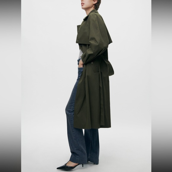 Zara Olive Green Trench Coat - Picture 3 of 15
